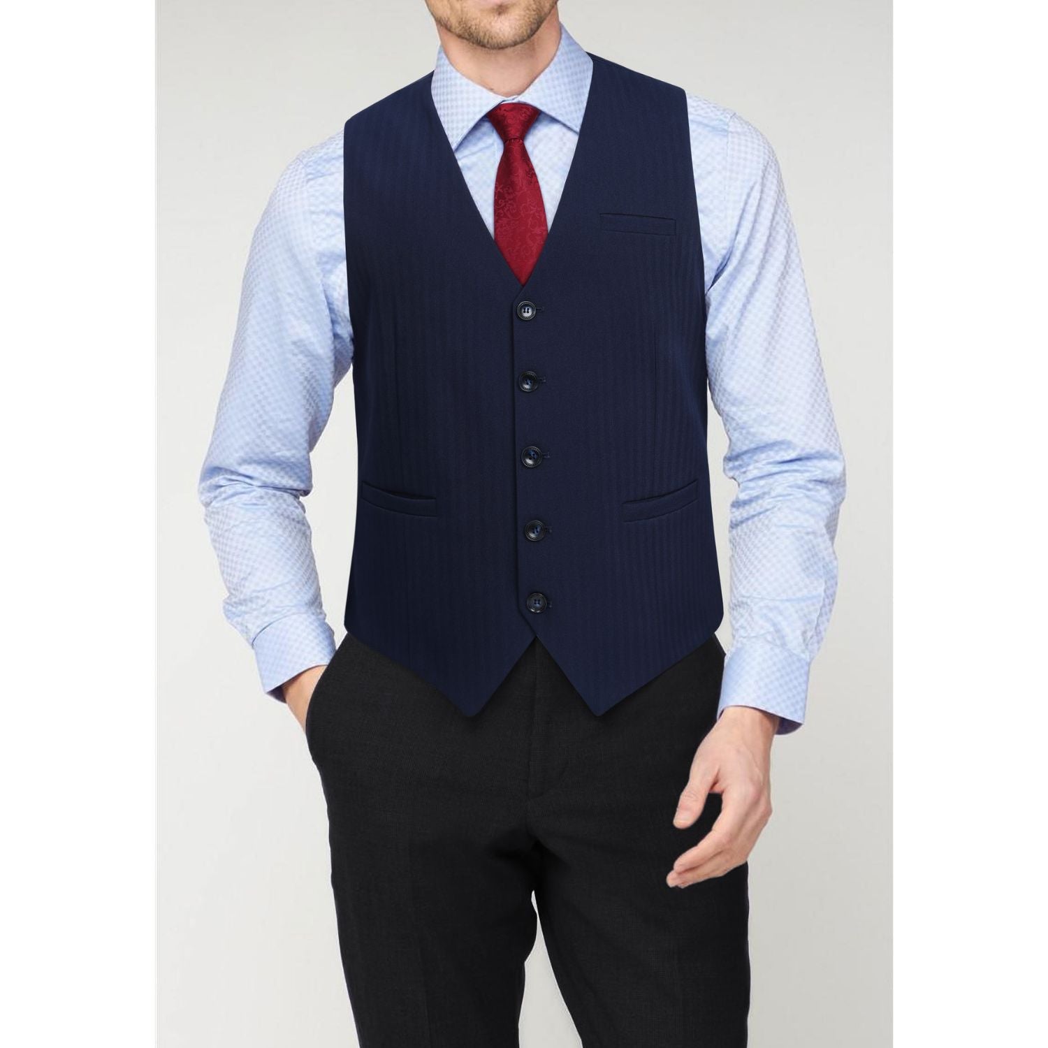 Formal Suit Vest - B2-NAVY BLUE