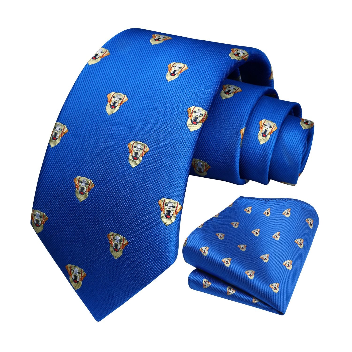 Golden Retriever Tie Handkerchief Set - BLUE
