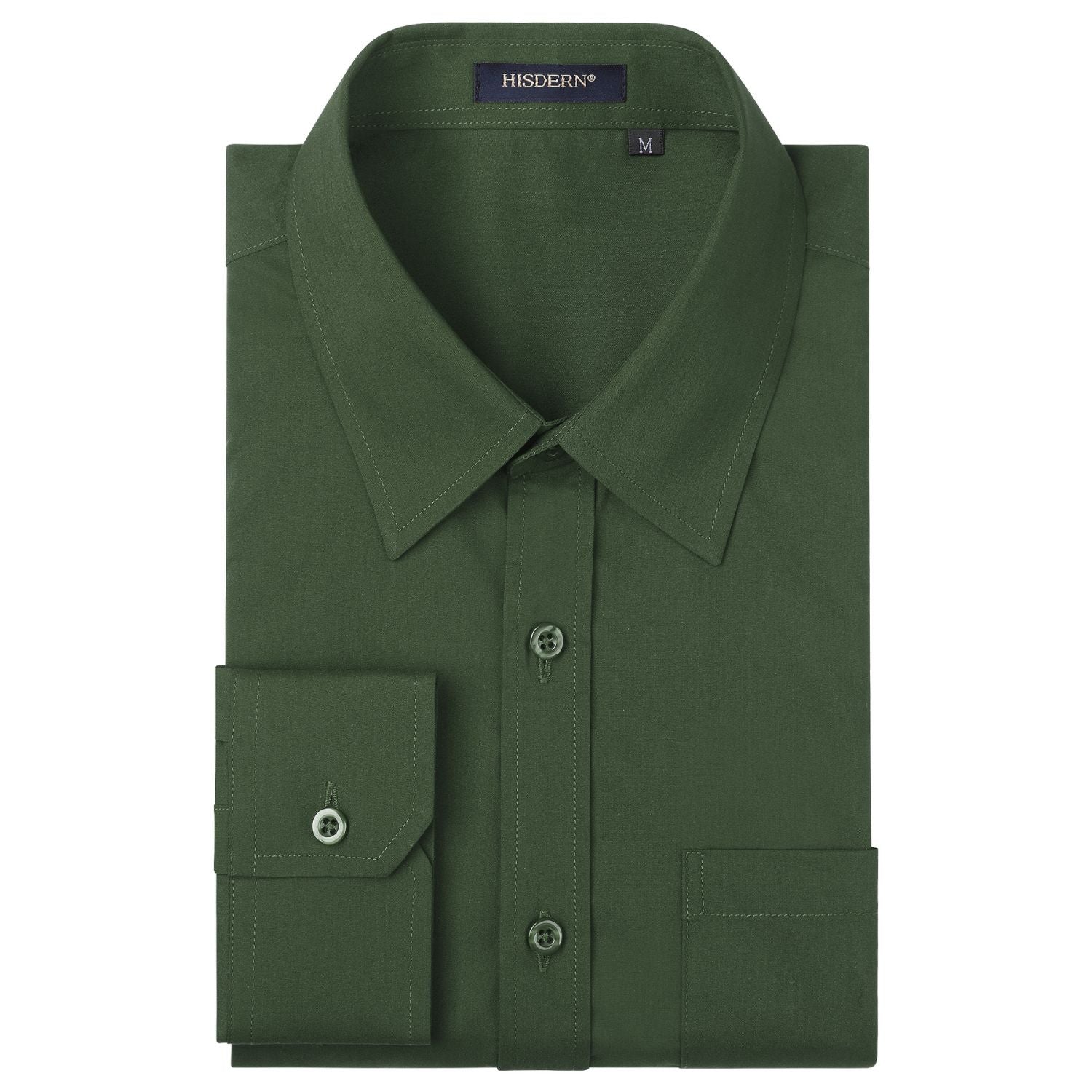 Casual Formal Shirt with Pocket - ARMY GREEN