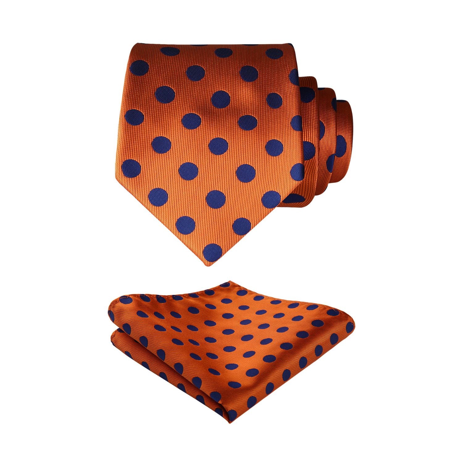 Polka Dot Tie Handkerchief Set - C-ORANGE/NAVY BLUE