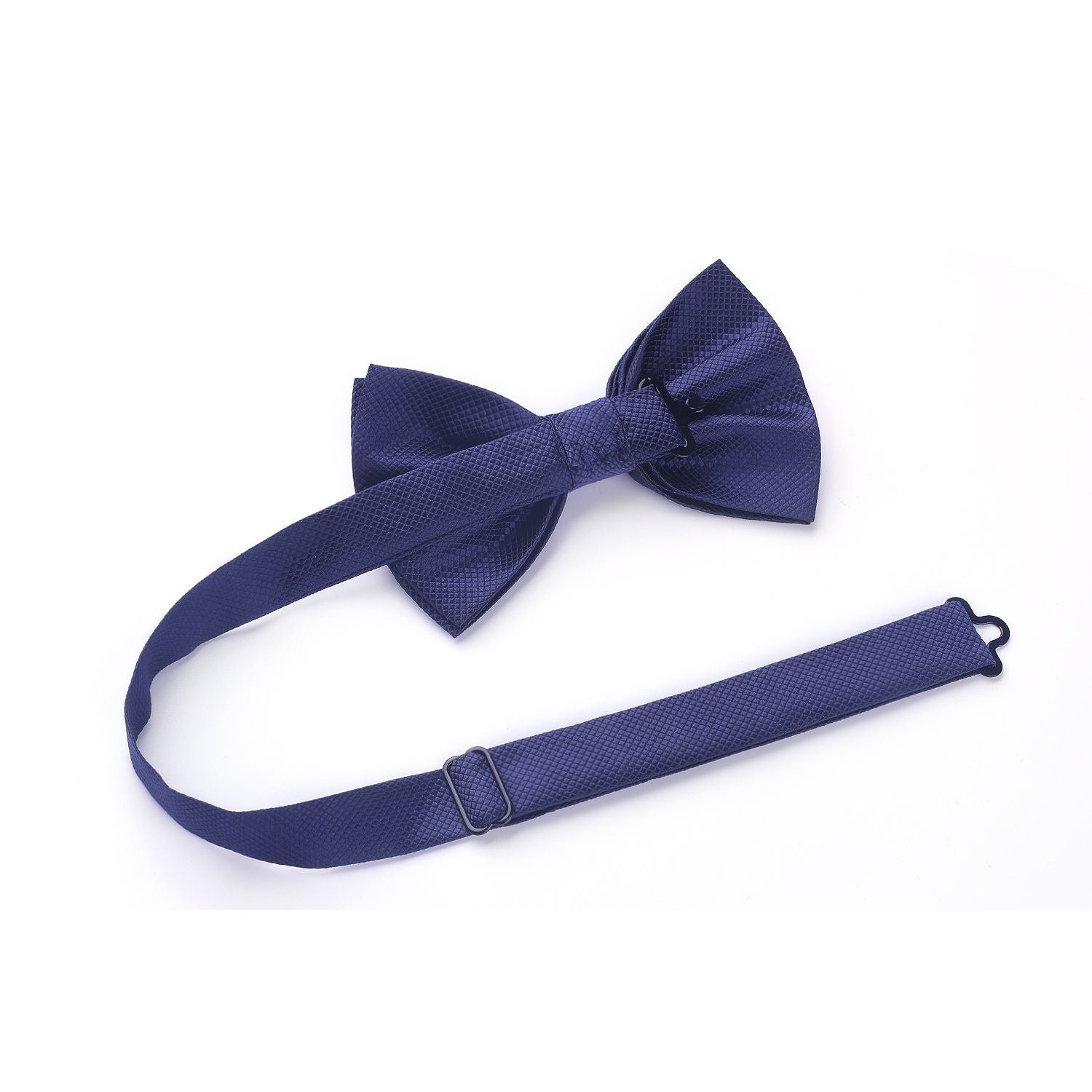 Solid Pre-Tied Bow Tie & Pocket Square - V-NAVY BLUE 3