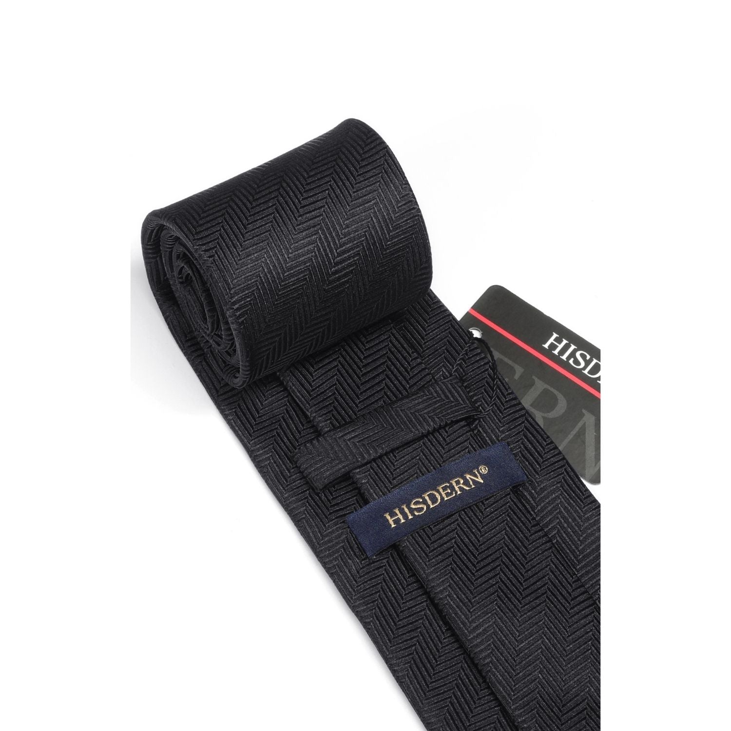 Stripe Tie Handkerchief Cufflinks - BLACK