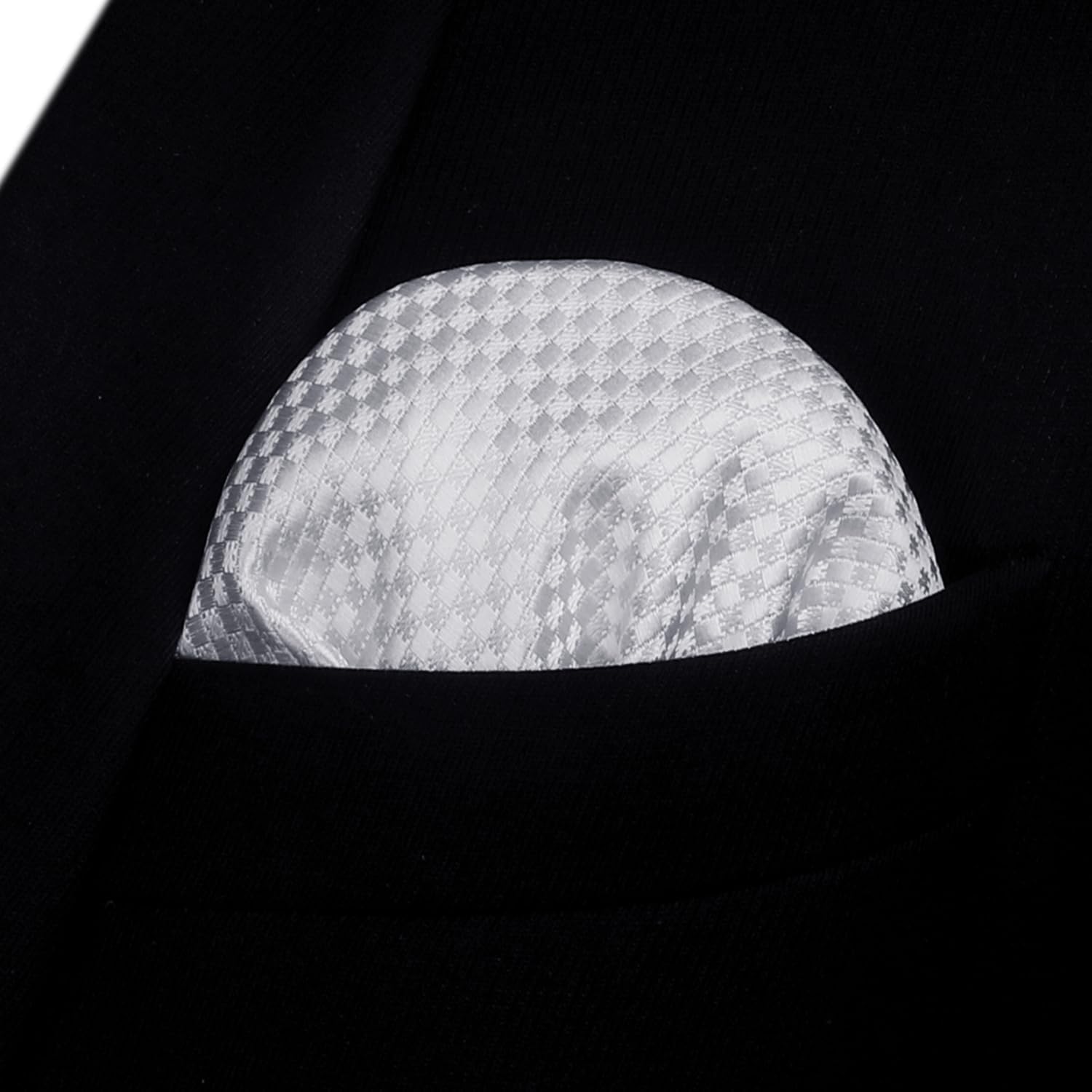 Houndstooth Bow Tie & Pocket Square - WHITE