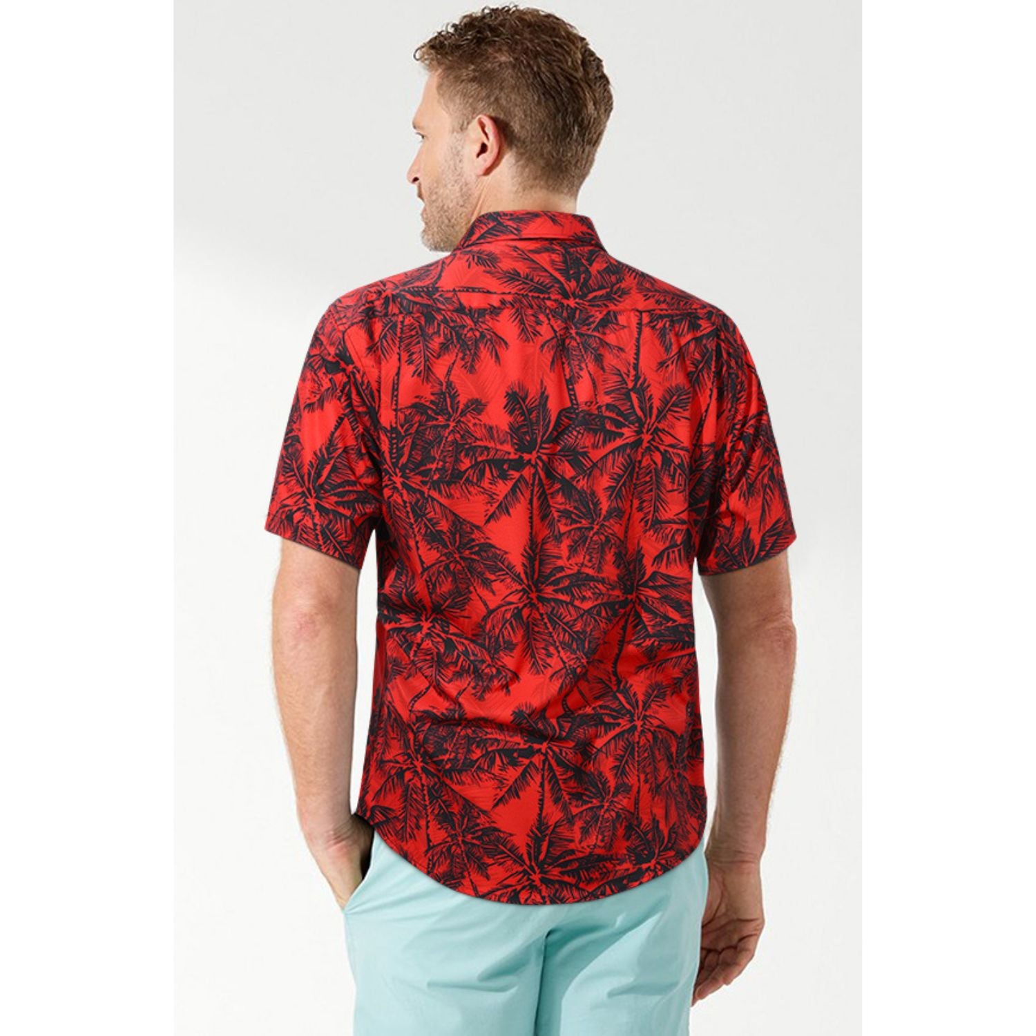 Hawaiian Tropical Shirts with Pocket - G-RED