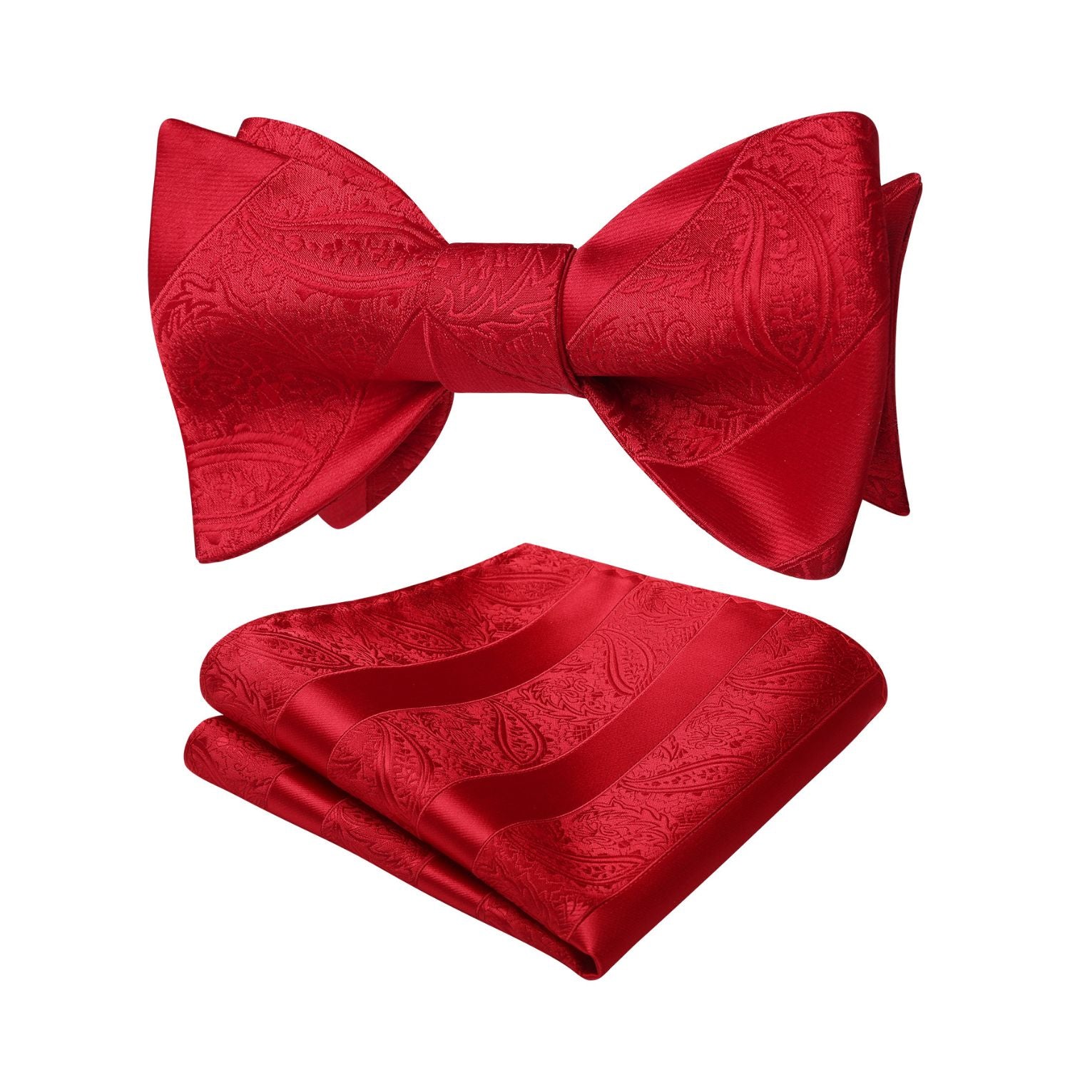 Stripe Bow Tie & Pocket Square - RED-4