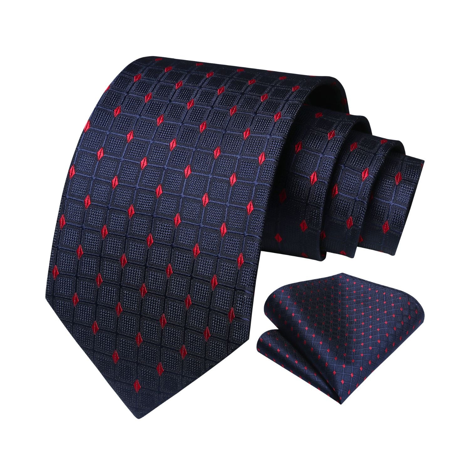 Plaid Tie Handkerchief Set - C-NAVY BLUE