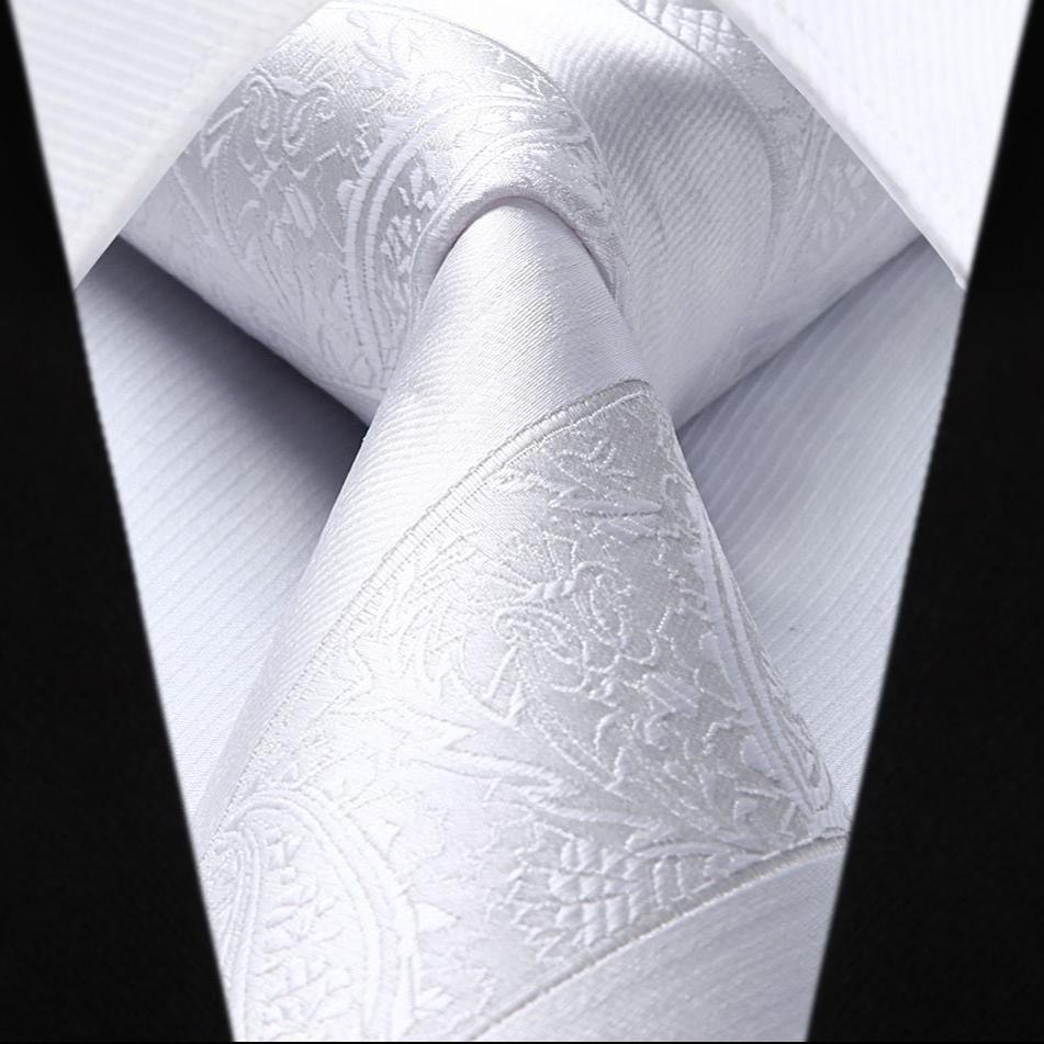 Paisley Tie Handkerchief Set - A4-WHITE