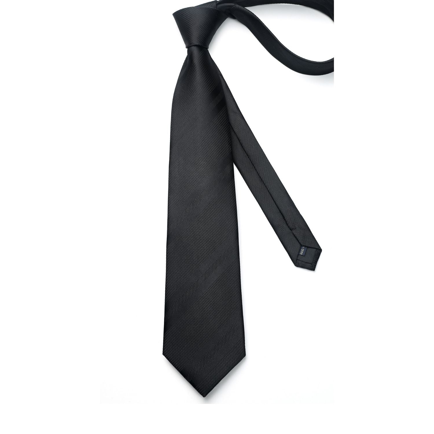 Stripe Tie Handkerchief Set - BLACK