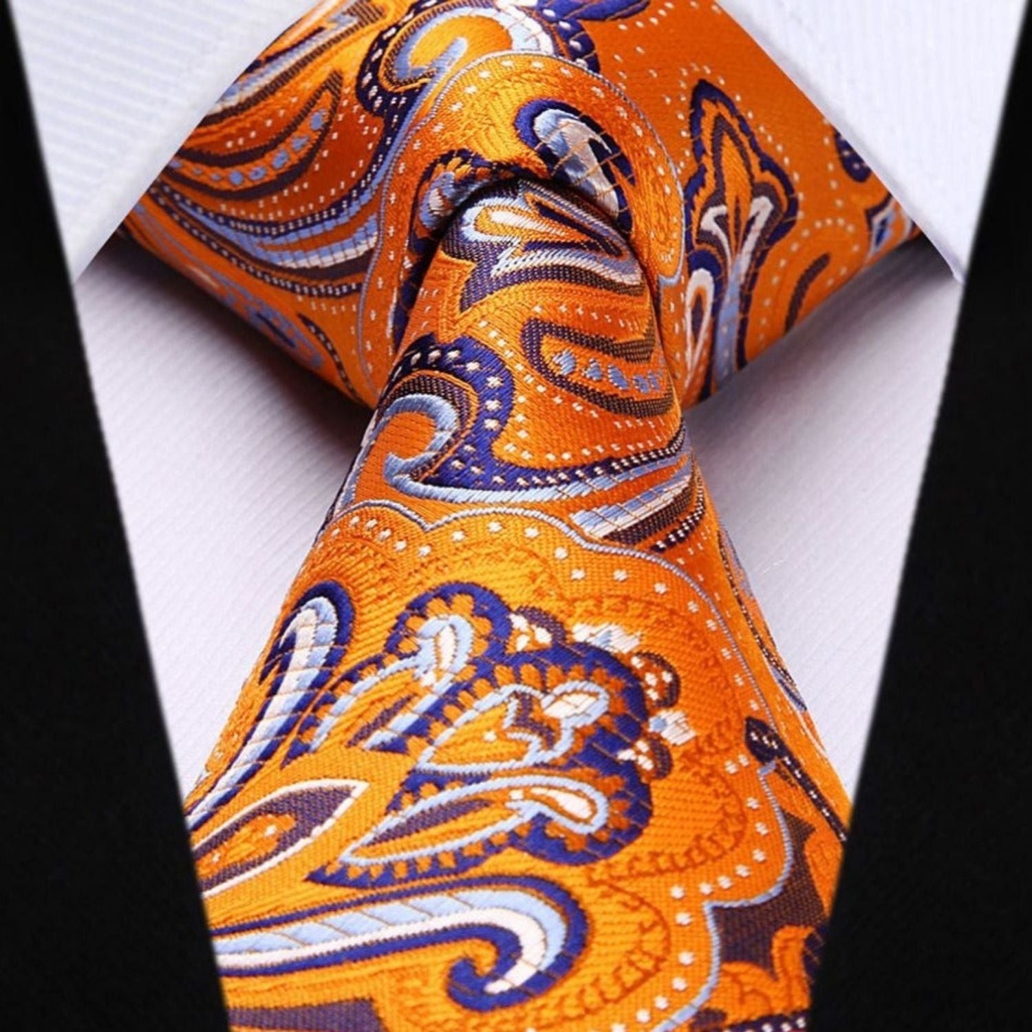Paisley Tie Handkerchief Set - A15-ORANGE