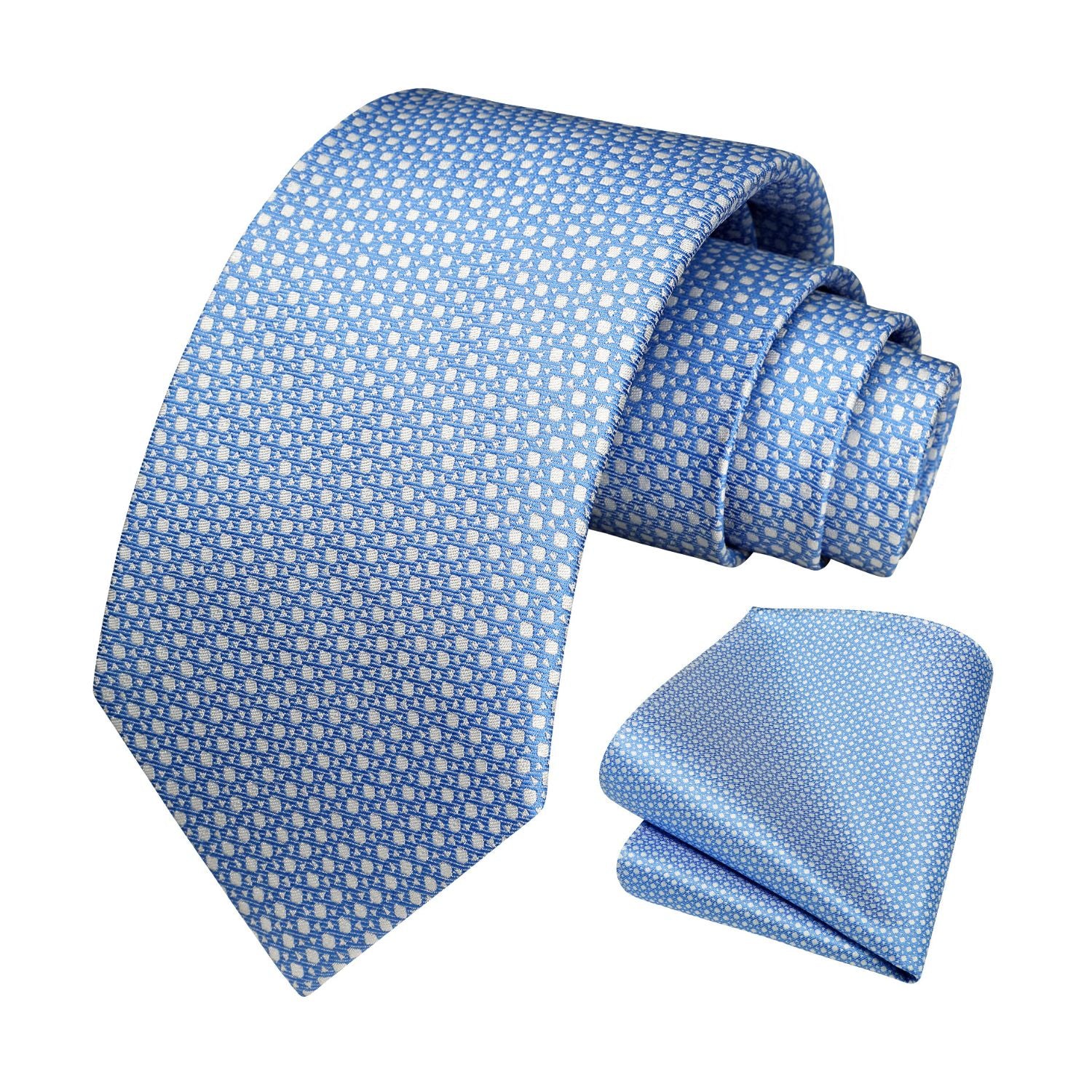 Houndstooth Tie Handkerchief Set - Z-LIGHT BLUE