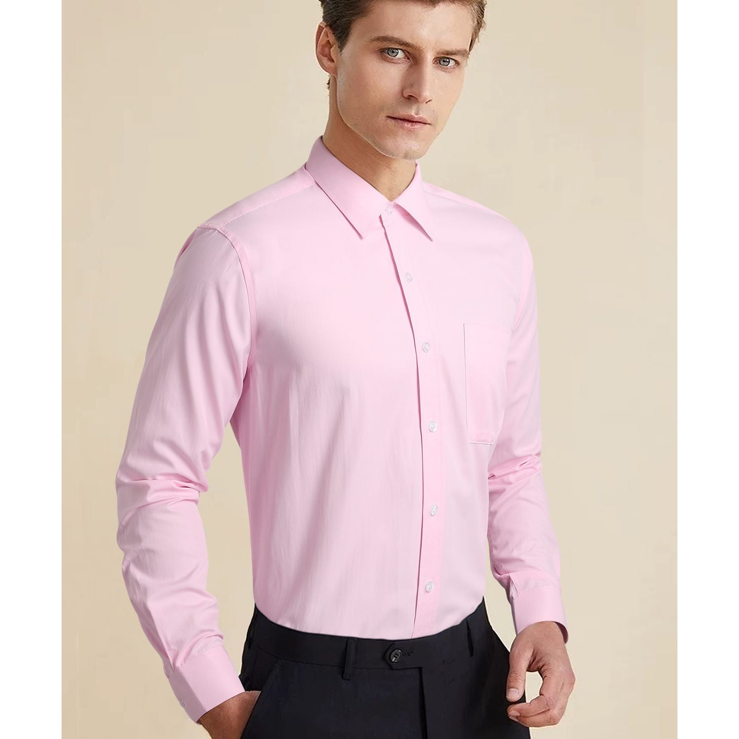 Casual Formal Shirt with Pocket - PINK