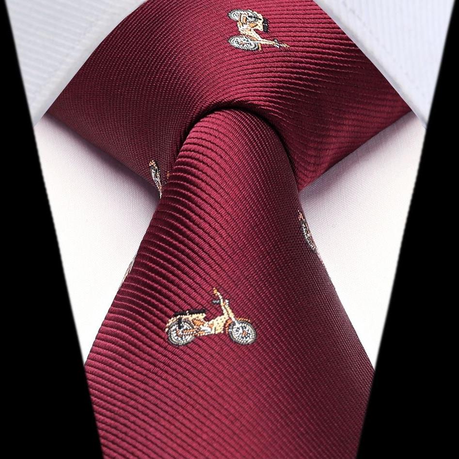 Pattern Tie Handkerchief Set - BURGUNDY-3