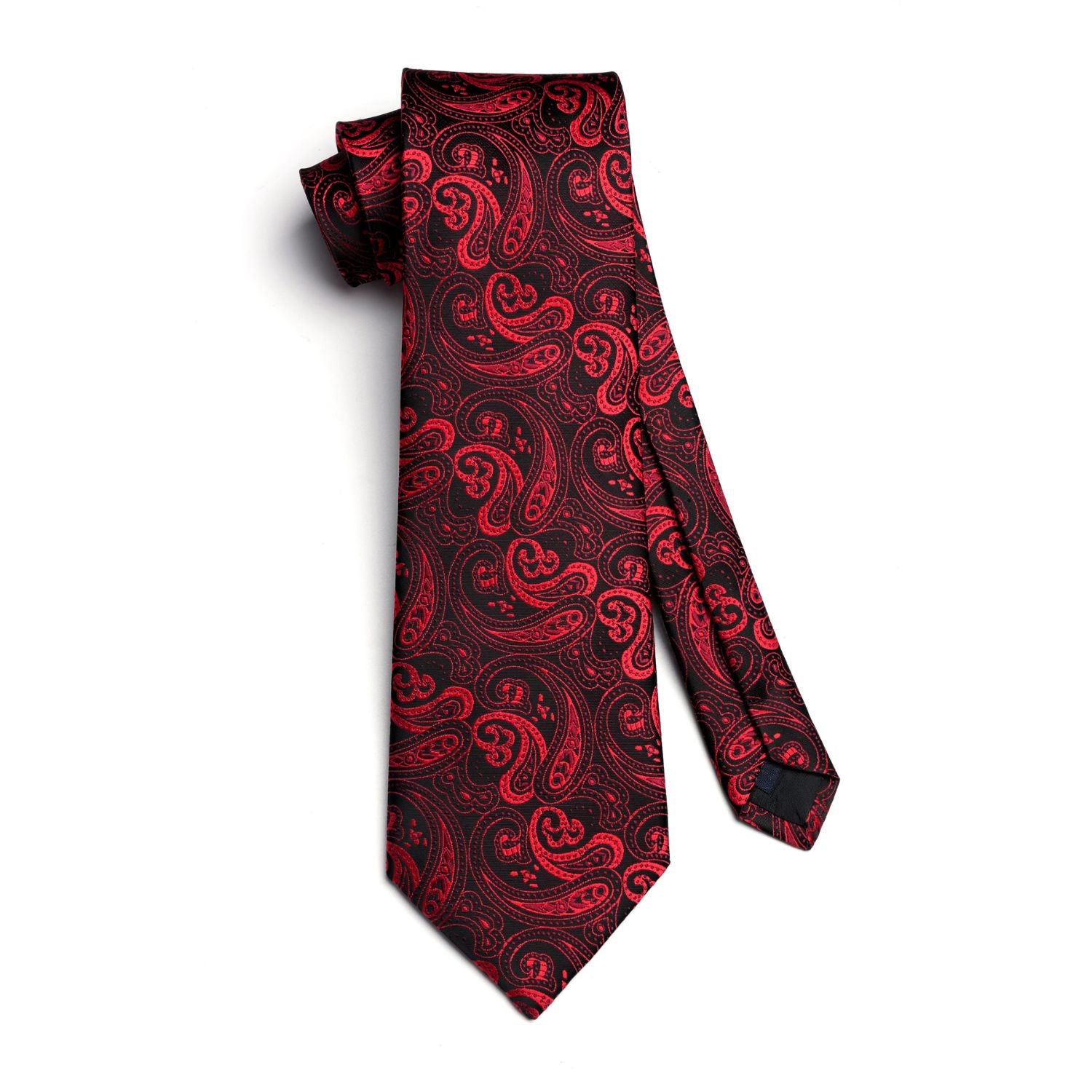 Paisley Tie Handkerchief Set - A5-BURGUNDY2