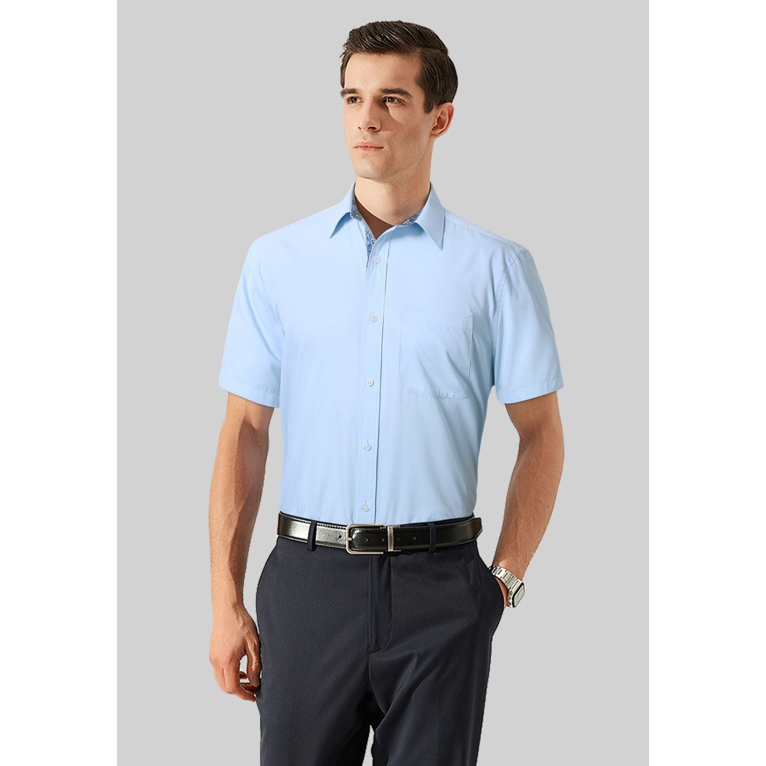 Men's Short Sleeve with Pocket - B1-BLUE