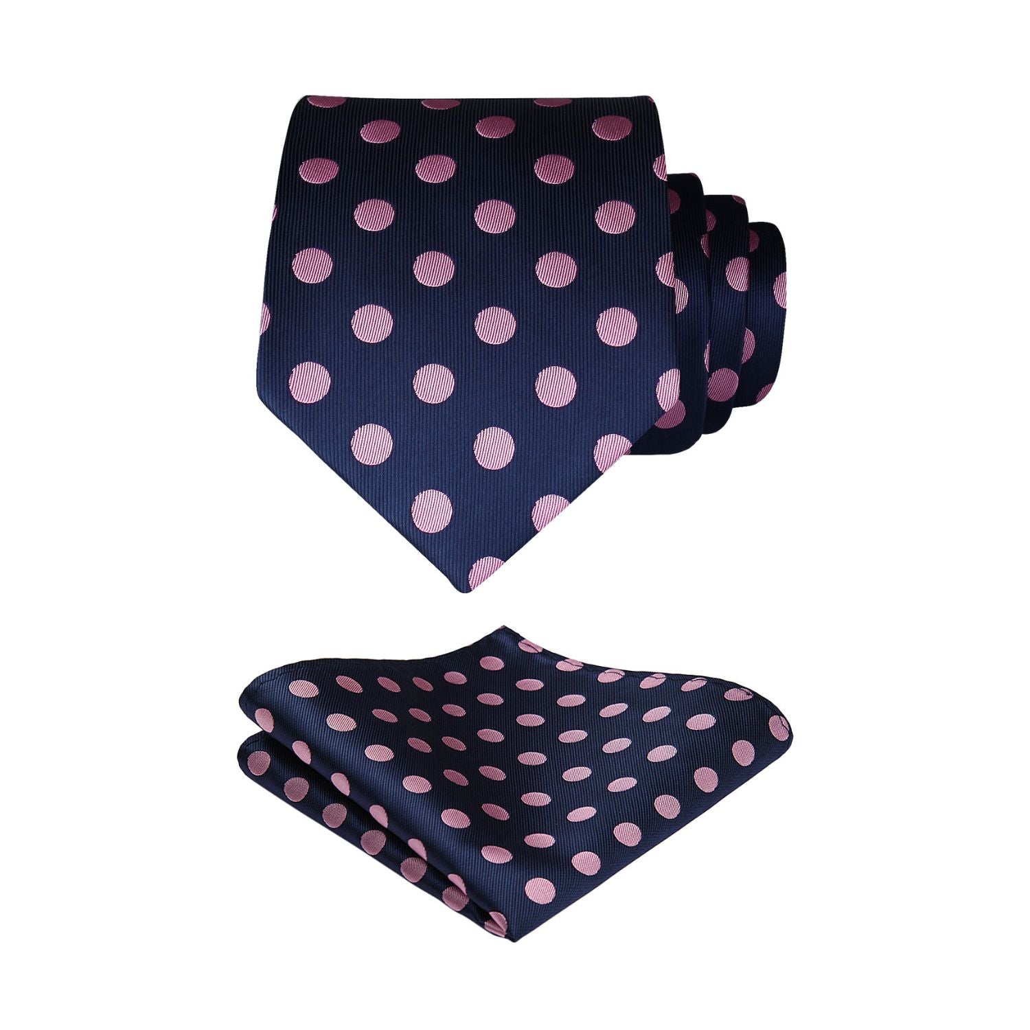 Polka Dot Tie Handkerchief Set - C-NAVY BLUE/PINK-A