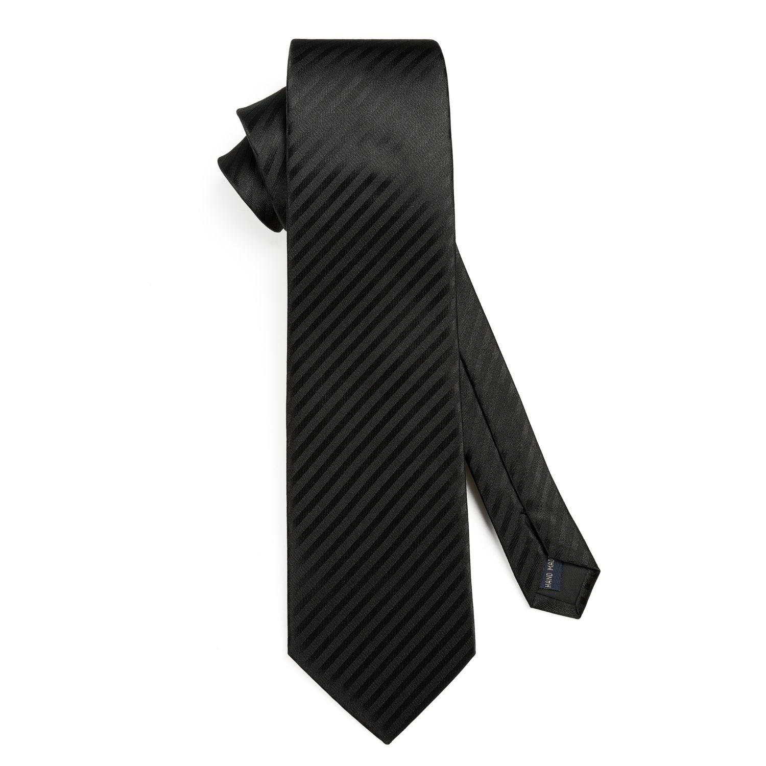 Stripe Tie Handkerchief Set - 7-BLACK
