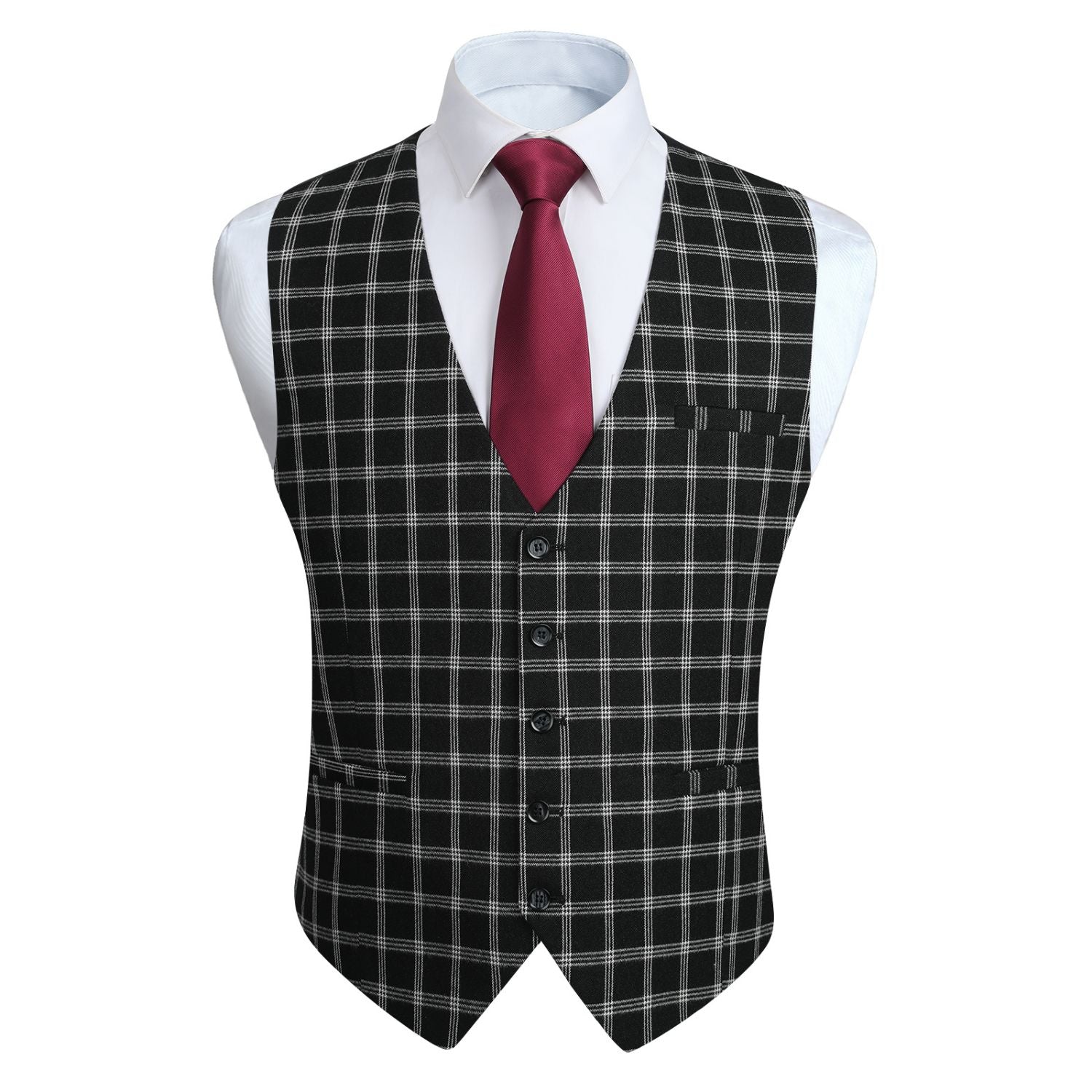 Plaid Slim Vest - A2-BLACK/WHITE