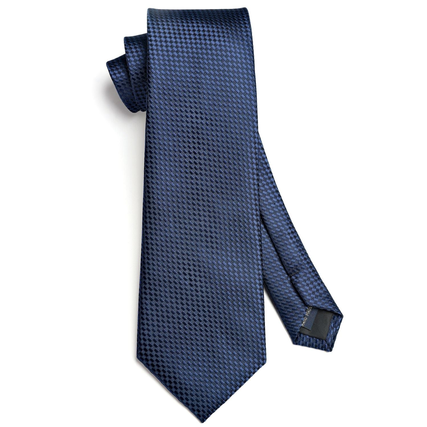 Houndstooth Tie Handkerchief Set - NAVY BLUE-1