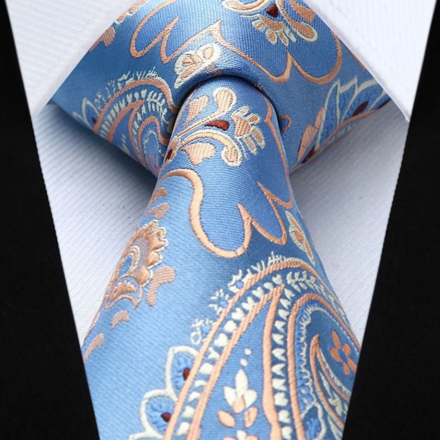 Paisley Tie Handkerchief Set - A1-LIGHT BLUE1