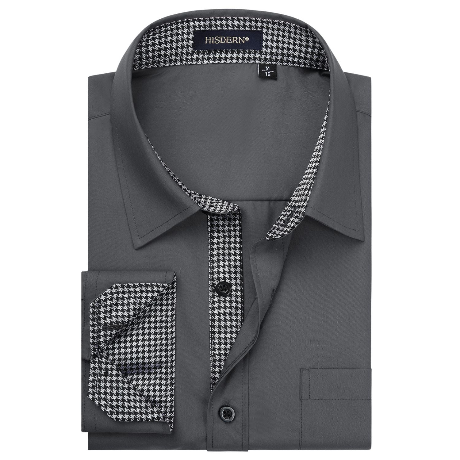 Casual Formal Shirt with Pocket - C-GREY1