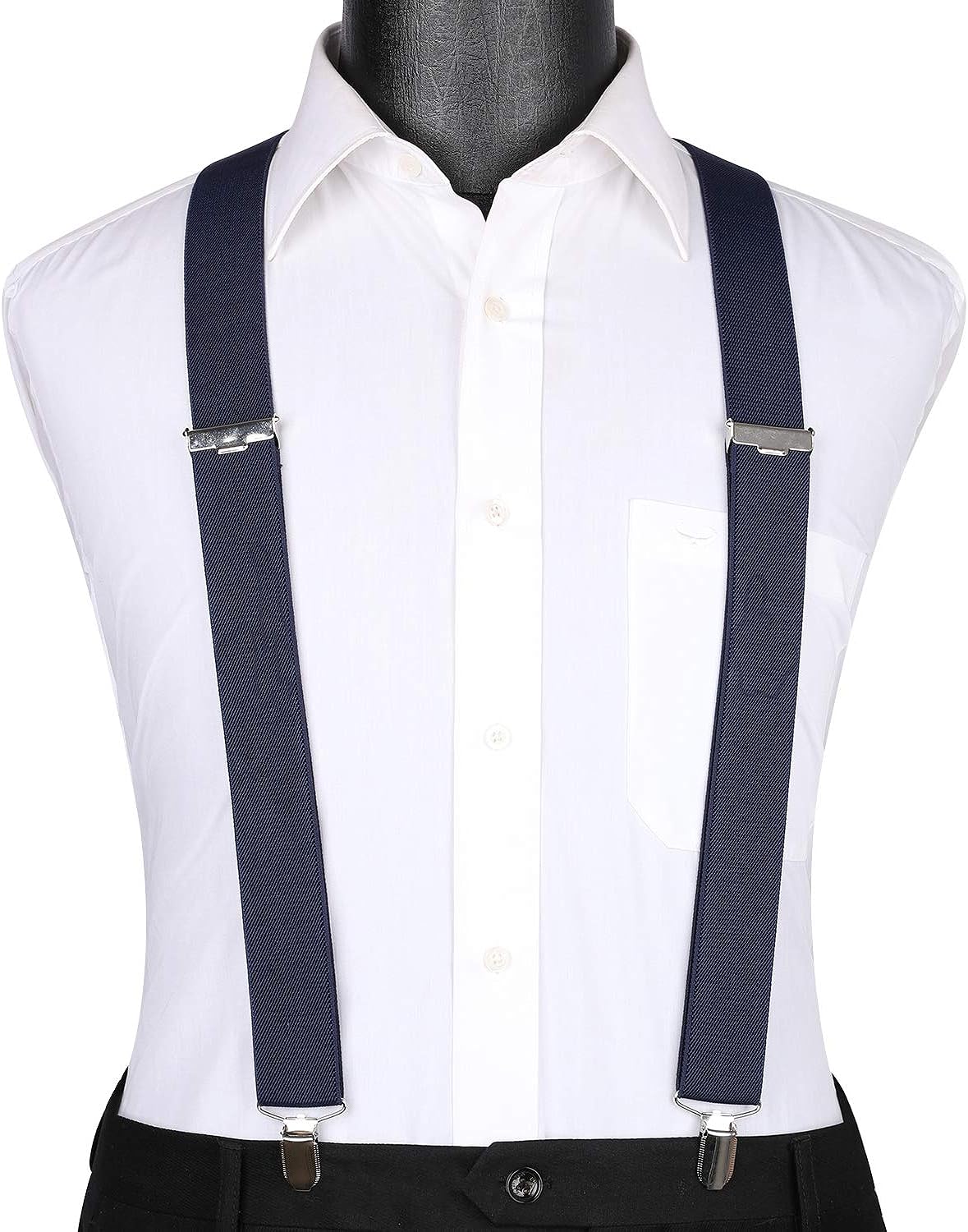 2PCS 1.4" Adjustable Suspender with 4 Clips - C-NAVY BLUE/GREY