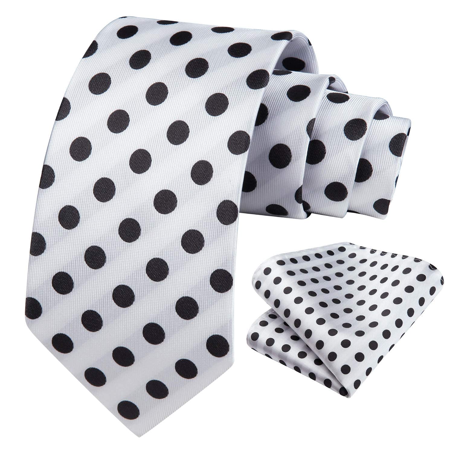 Polka Dot Tie Handkerchief Set - C-WHITE/BLACK 1