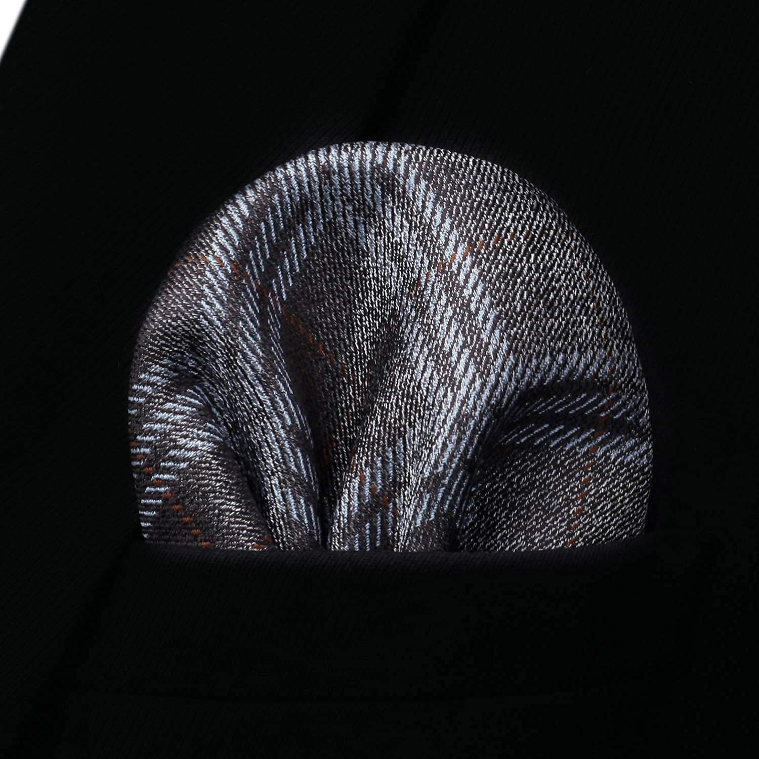 Stripe Tie Handkerchief Set - BROWN