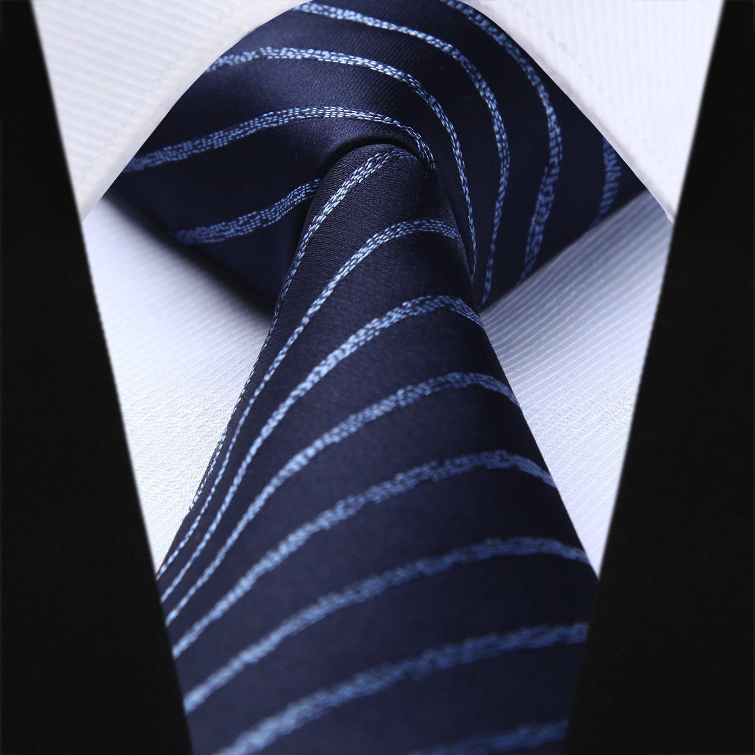 Hisdern Navy Blue Striped Wedding Accessories Set