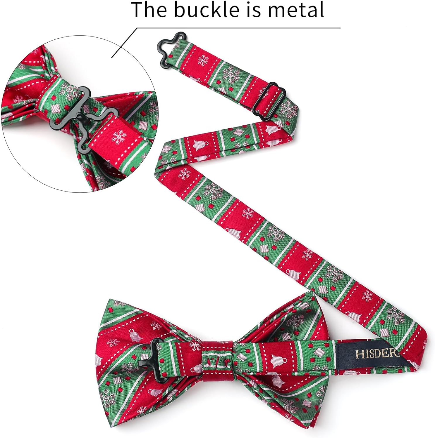 Christmas Suspender Pre-Tied Bow Tie Handkerchief - RED/GREEN