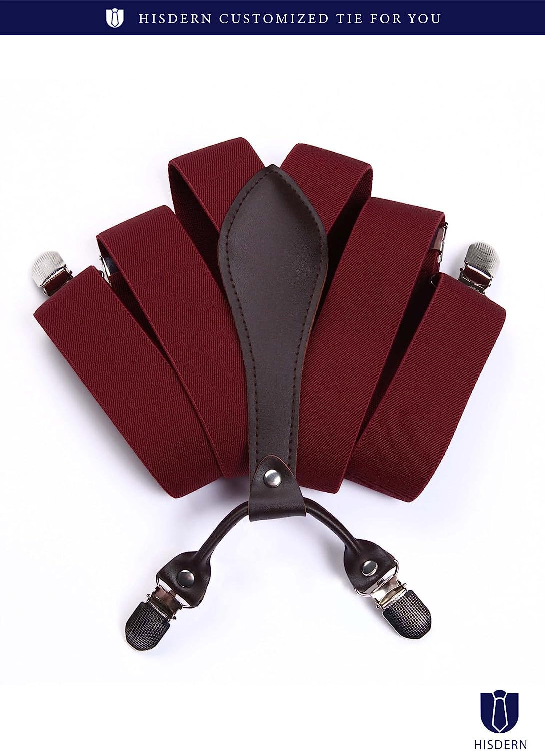 Y-shaped Adjustable Suspender with 6 Clips - 07 RED