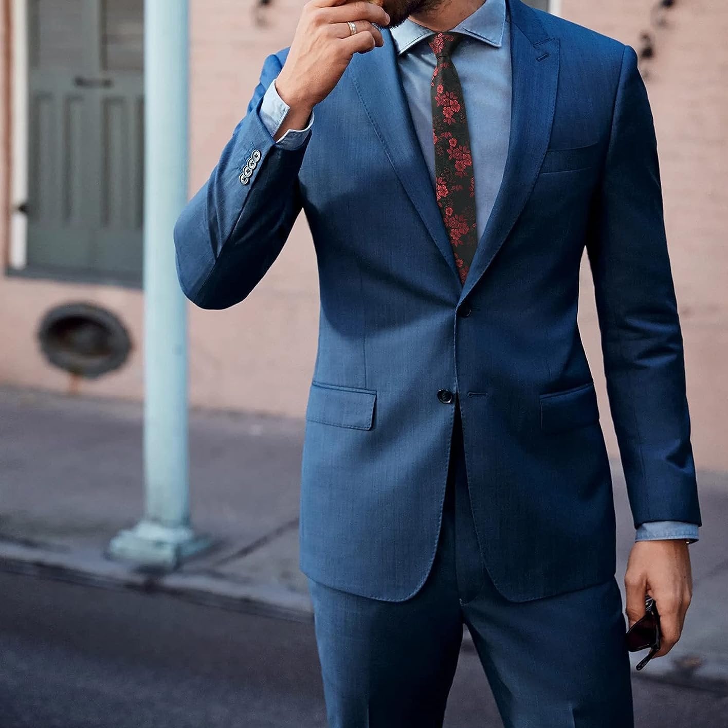 Floral 2.17' Skinny Formal Tie - C- RED