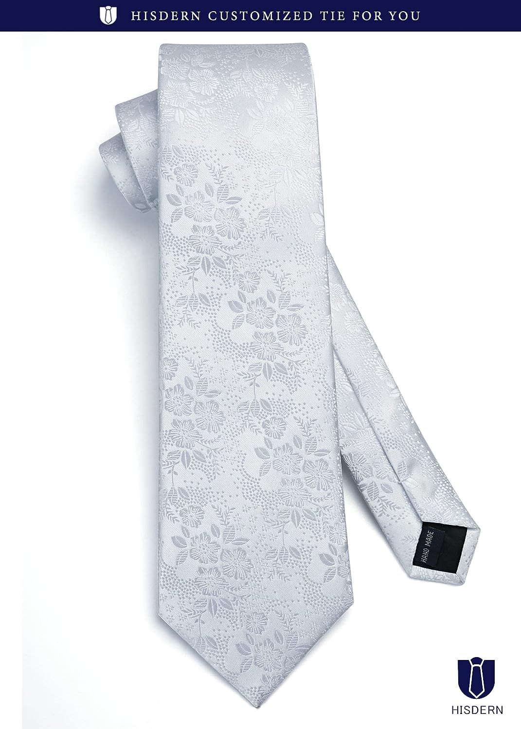 Floral Tie Handkerchief Clip - 03 WHITE