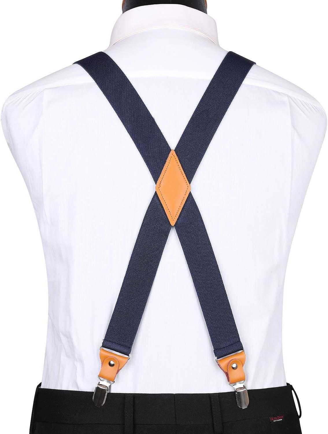 2PCS 1.4" Adjustable Suspender with 4 Clips - C-NAVY BLUE/GREY