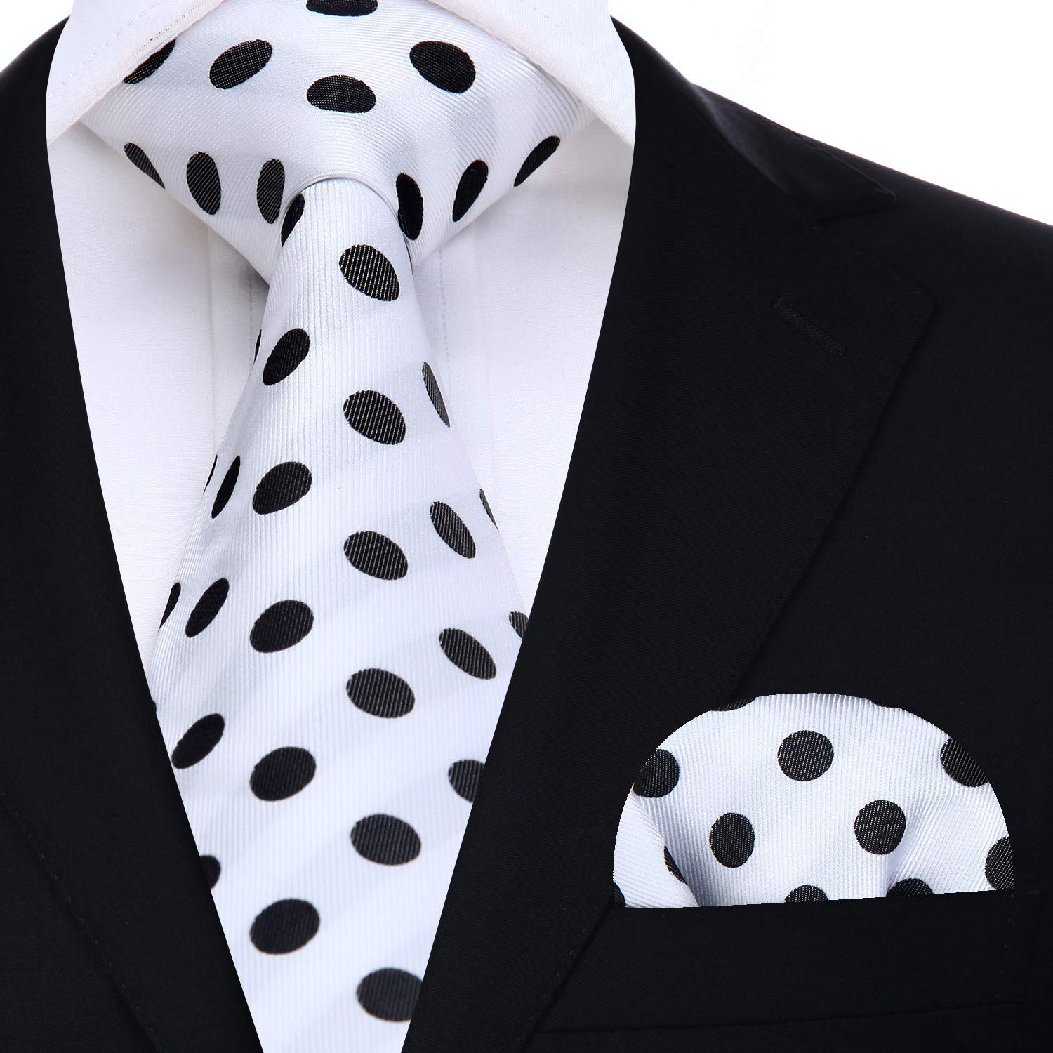 Polka Dot Tie Handkerchief Set - C-WHITE/BLACK 1