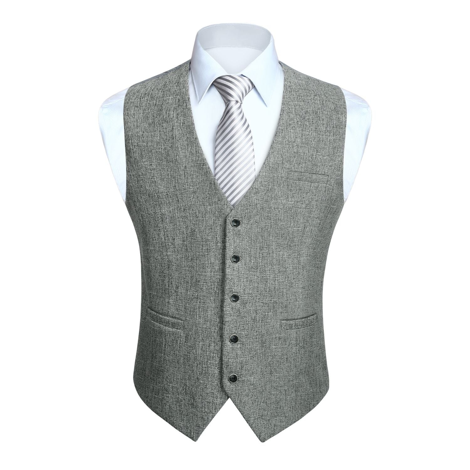 Plaid Slim Vest - A5-LIGHT GREY