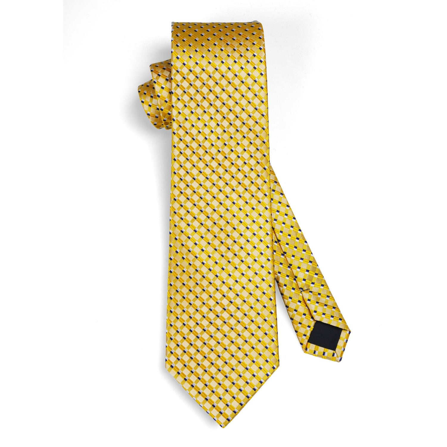 Plaid Tie Handkerchief Set - YELLOW