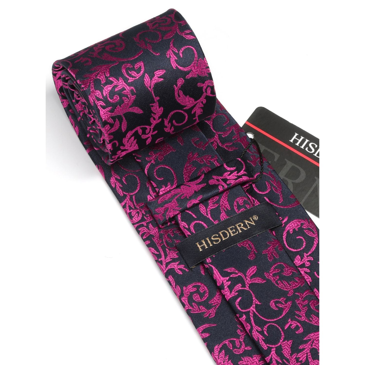 Floral Tie Handkerchief Cufflinks - HOT PINK