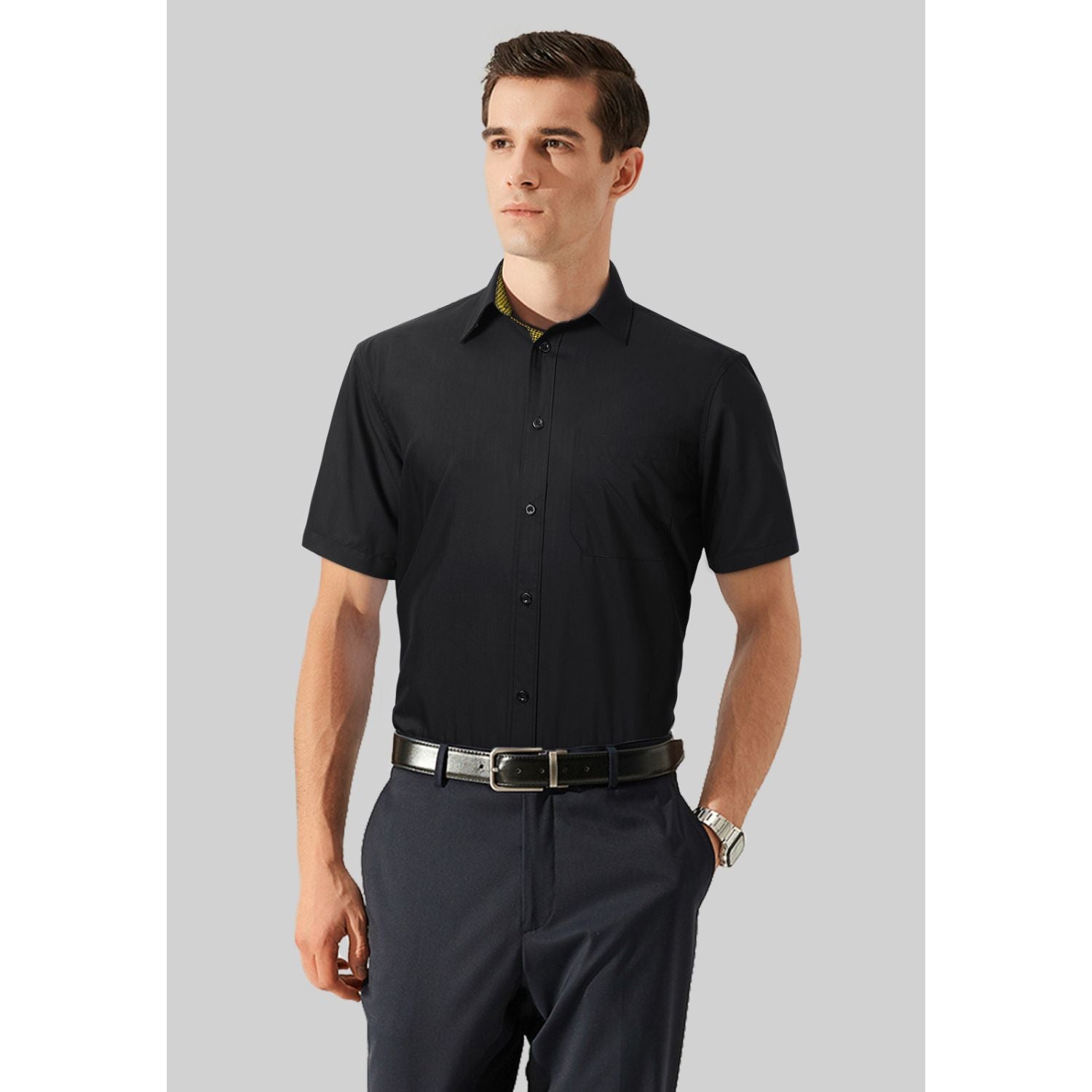 Men's Short Sleeve with Pocket - B1-BLACK Y