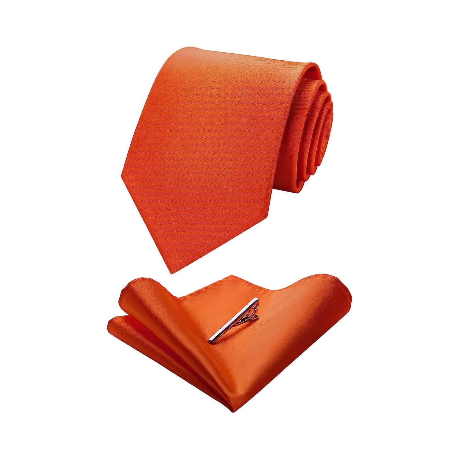 Solid Tie Handkerchief Clip - ORANGE