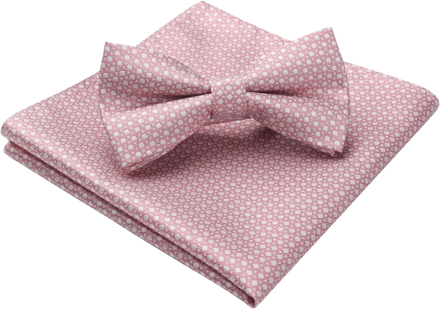 Plaid Pre-Tied Bow Tie & Pocket Square - PINK