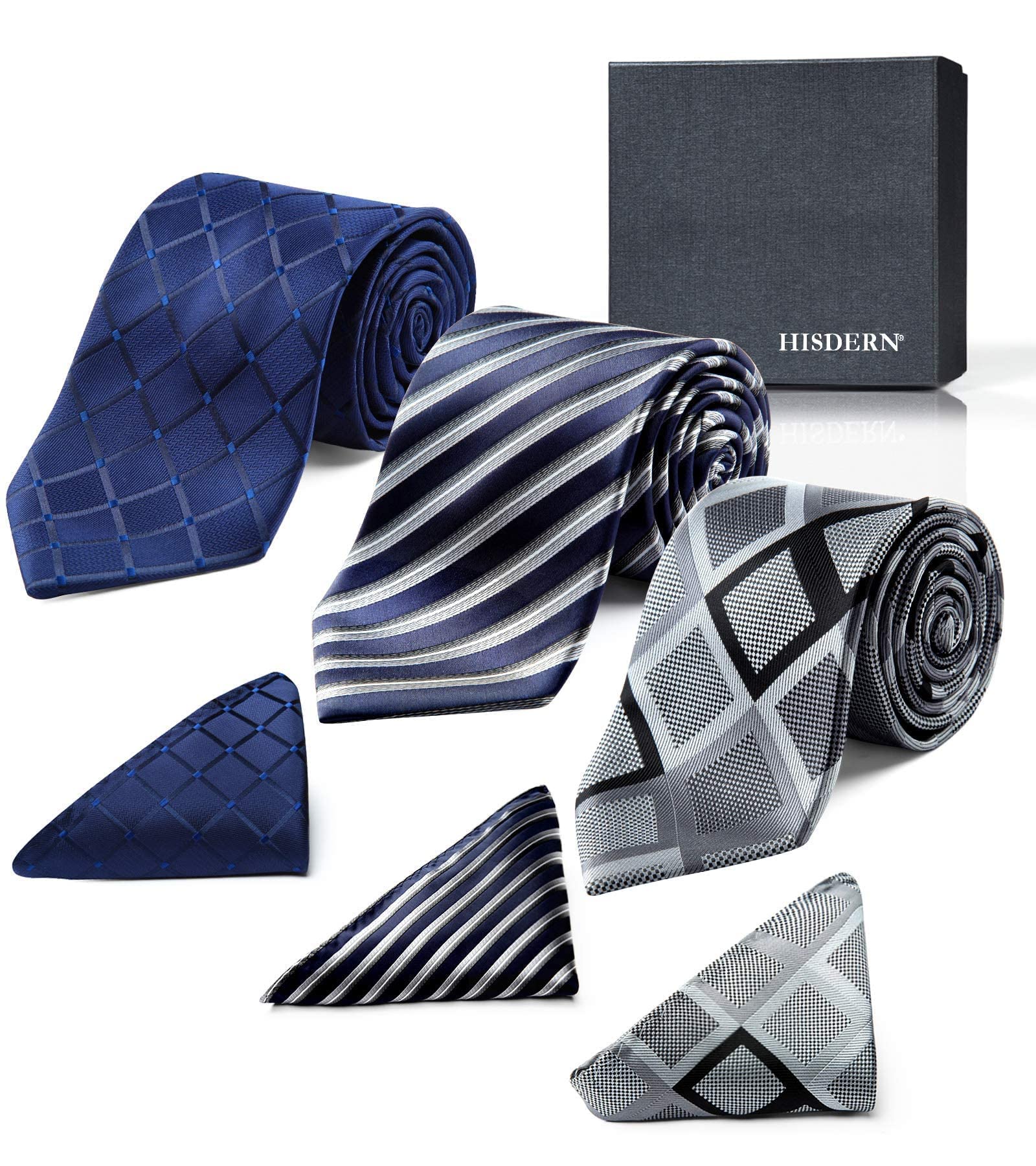 3PCS Tie & Pocket Square Set - T3-010 Christmas Gifts for Men