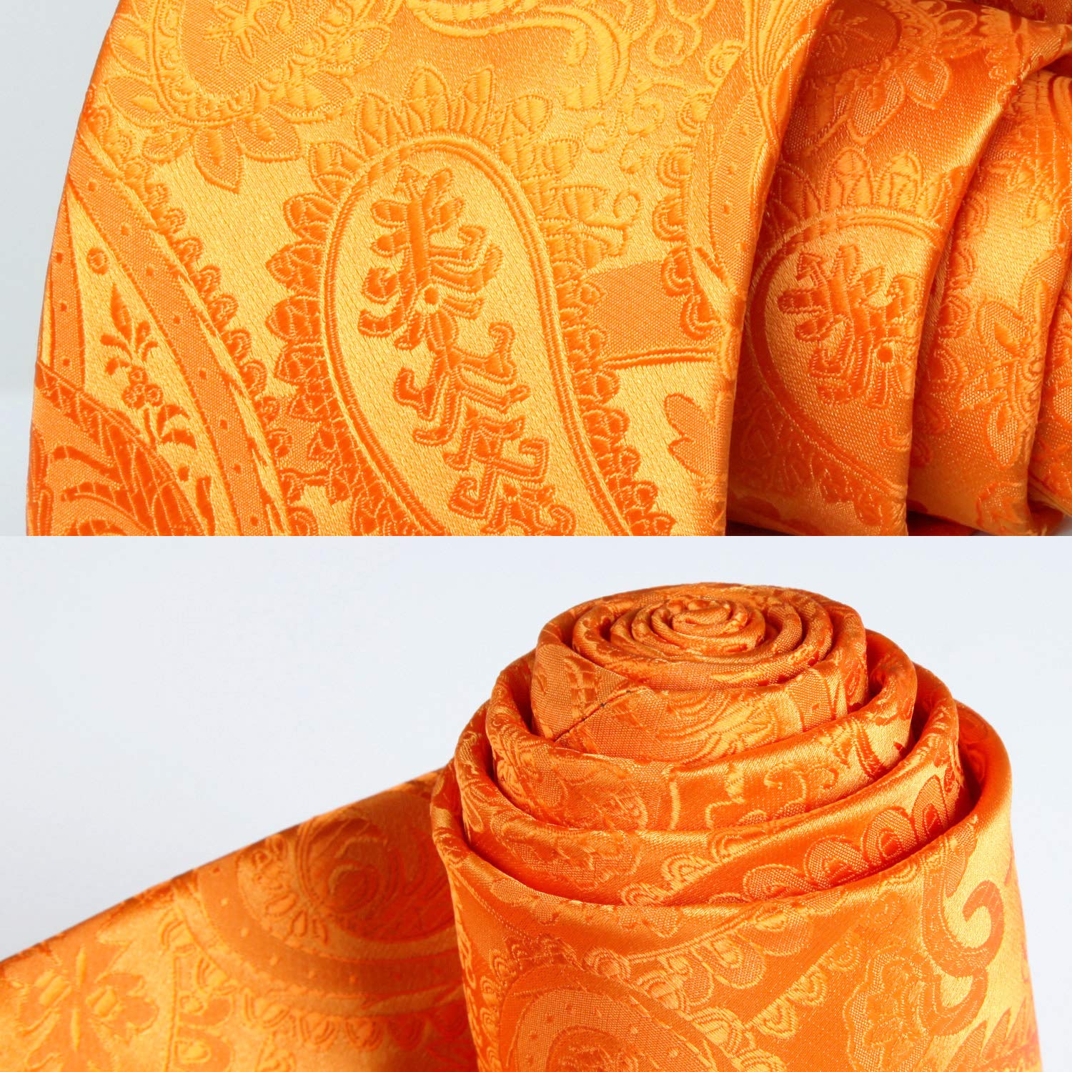 Paisley Tie Handkerchief Set - B-ORANGE