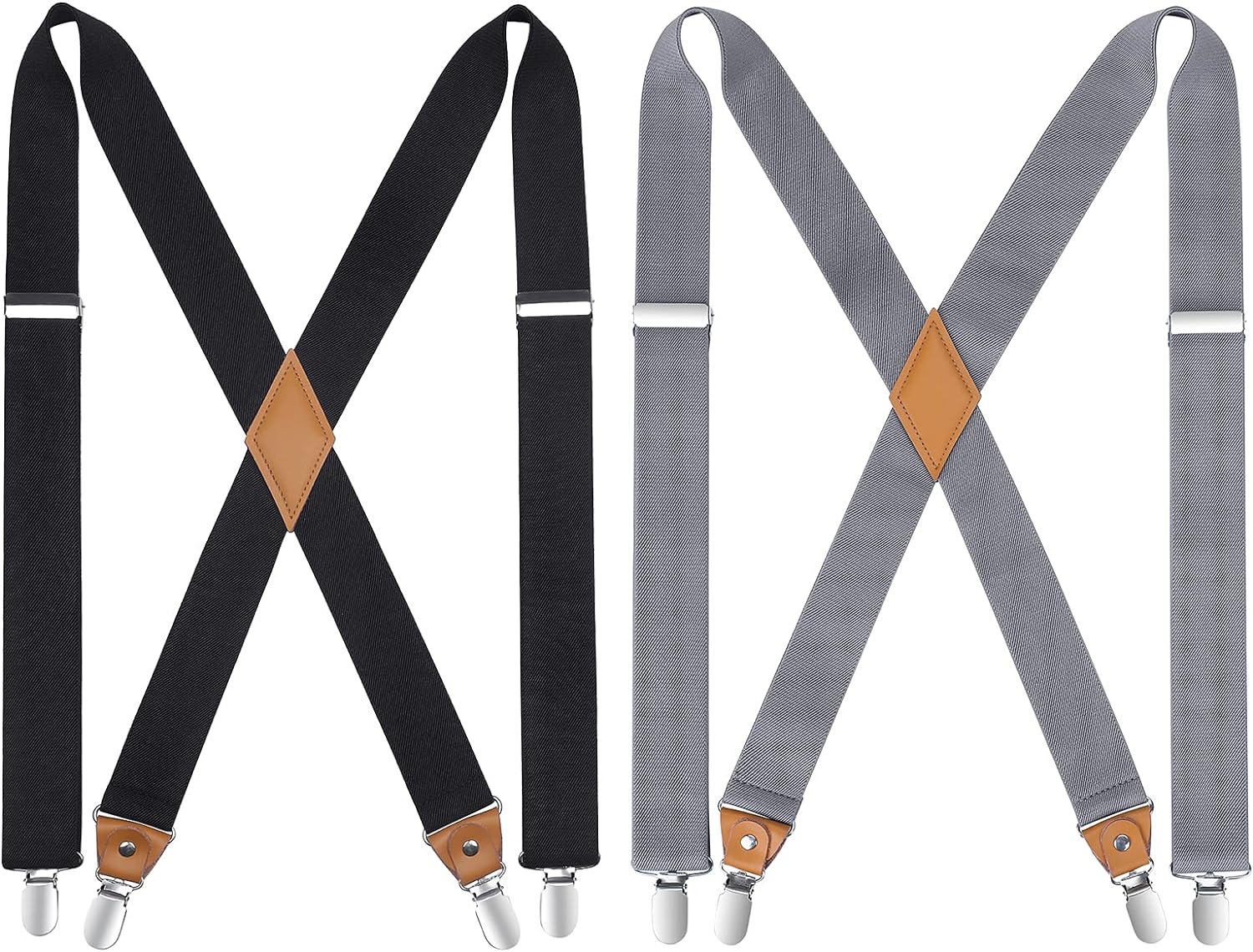 2PCS 1.4" Adjustable Suspender with 4 Clips - C-BLACK/GREY