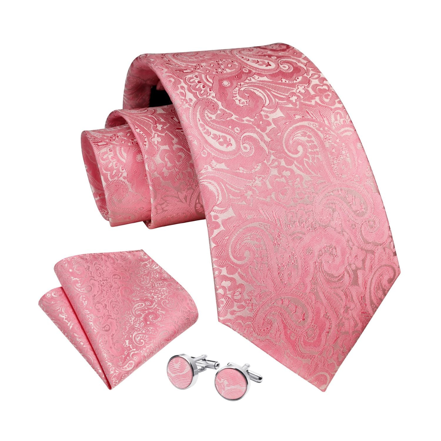 Paisley Tie Handkerchief Cufflinks - B-PINK