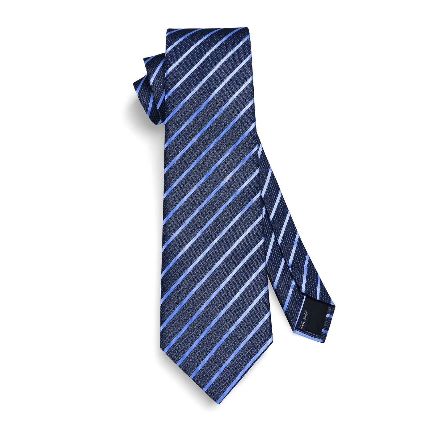 Stripe Tie Handkerchief Set - 13-NAVY BLUE