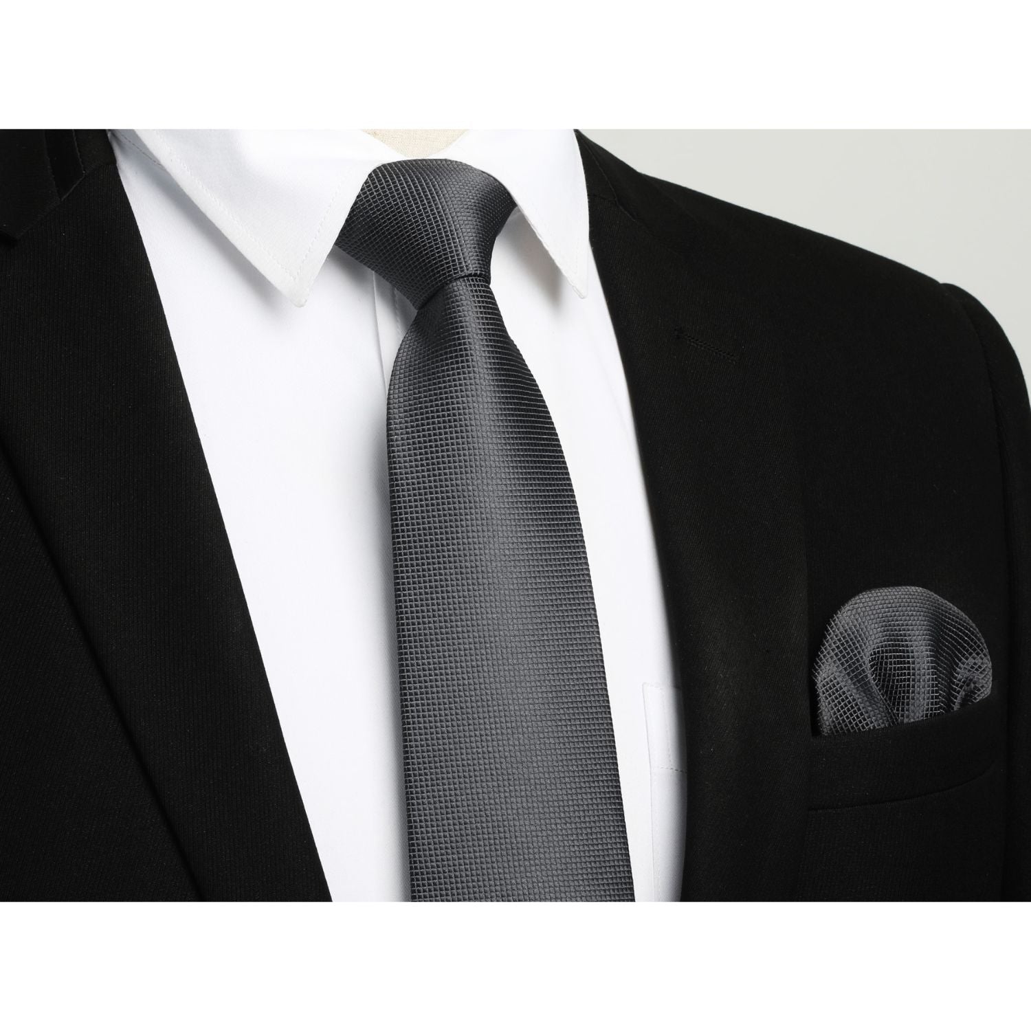 Stripe Tie Handkerchief Cufflinks - C-061 BLACK