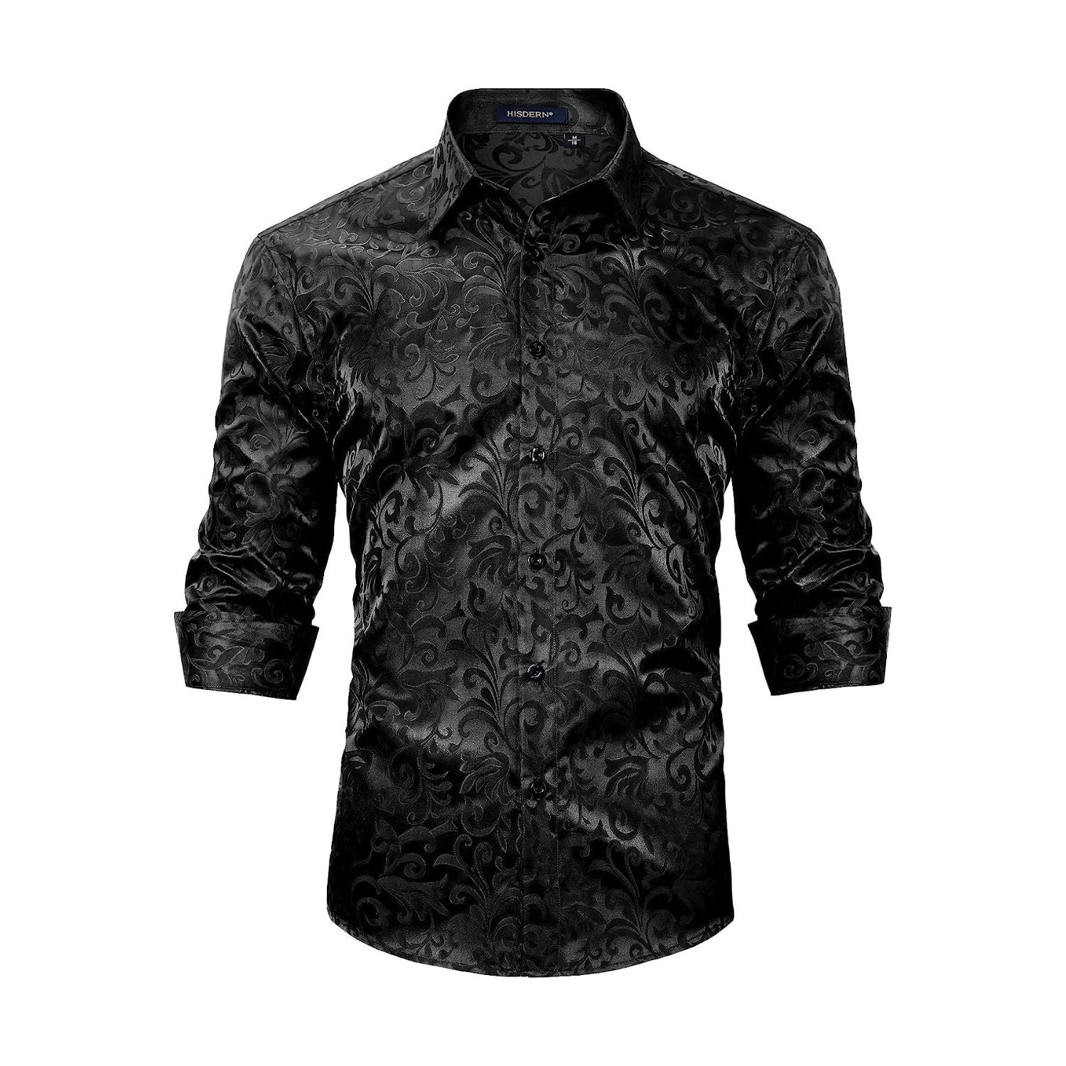 Shiny Satin Dress Shirt - BLACK2