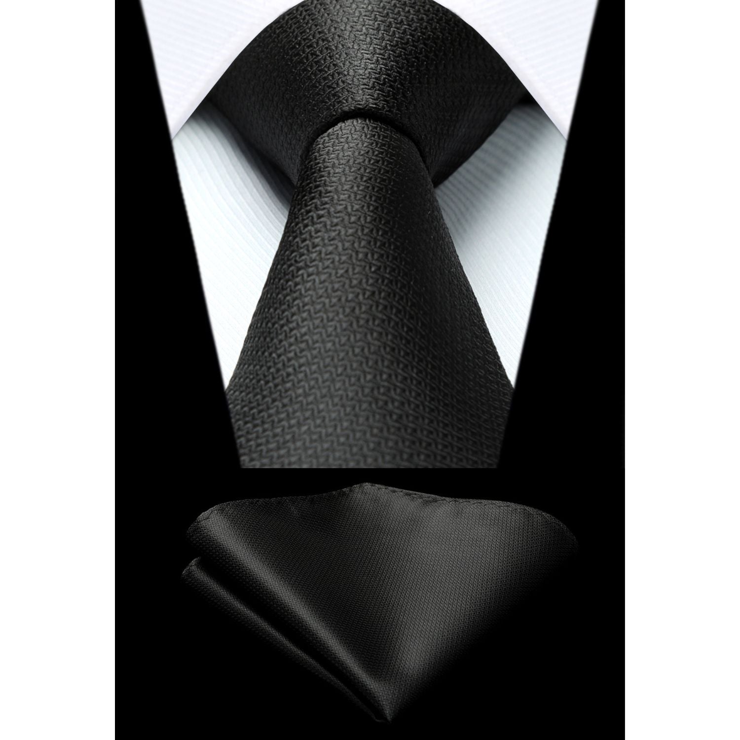 Houndstooth Tie Handkerchief Set - C1-BLACK