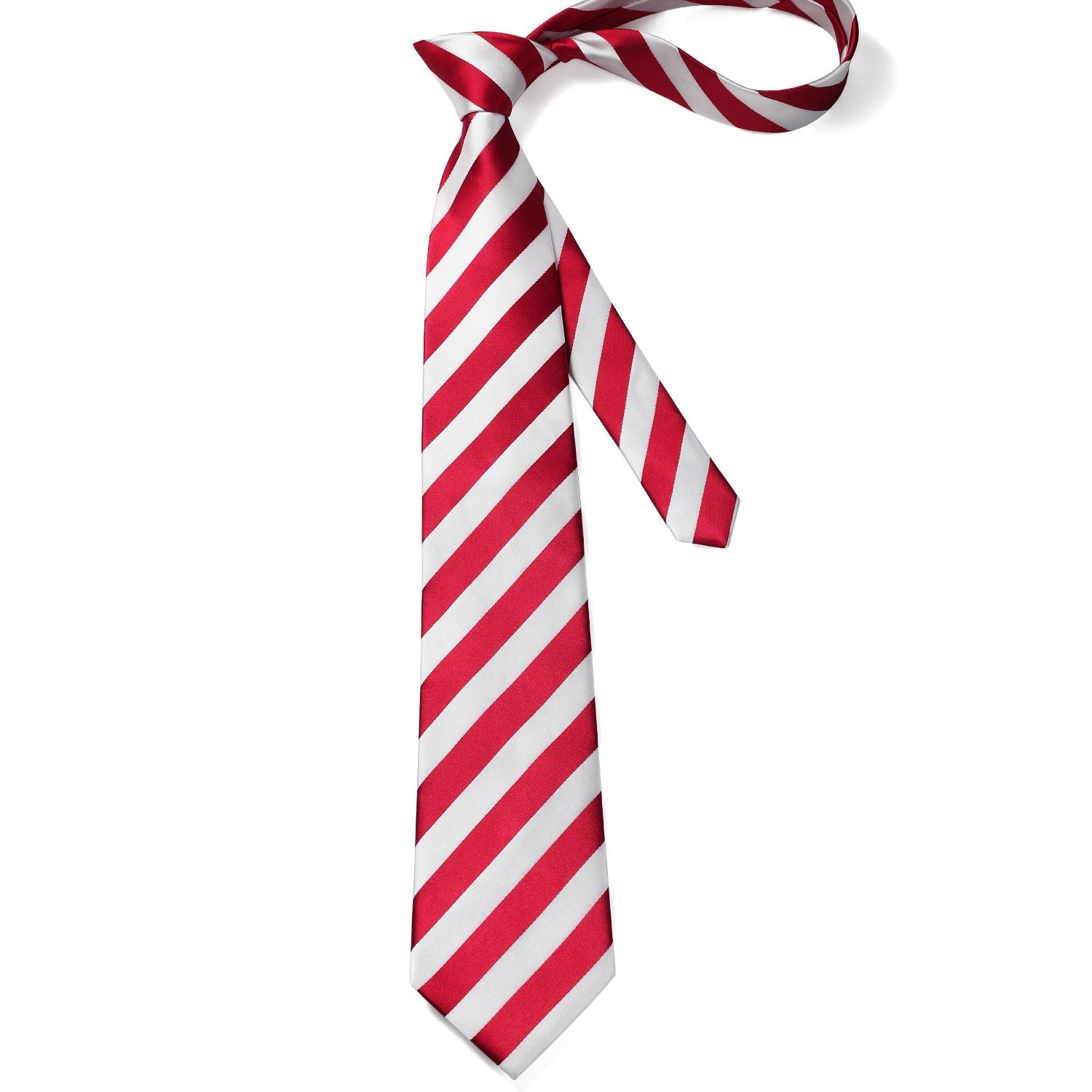 Stripe Tie Handkerchief Set - 06-RED/WHITE