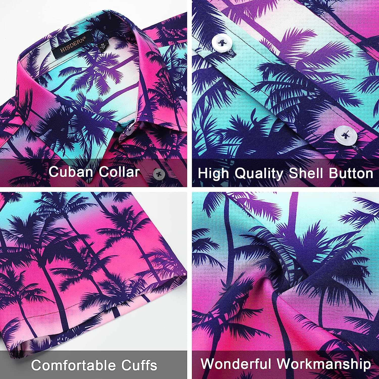 Hawaiian Tropical Shirts with Pocket - Z2-HOT PINK